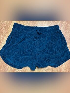 Shore Brand Navy Blue Textured Wave Terry Cloth Lounge Shorts Sz M
